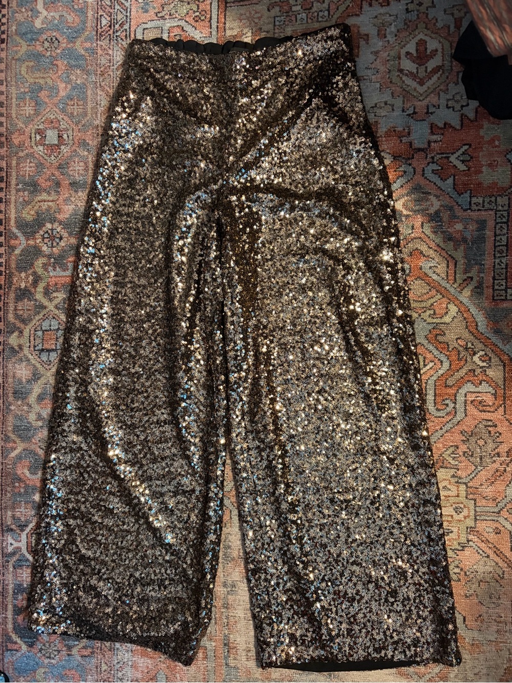 Banana Republic Metallic Gold Sequin Wide-Leg Pants